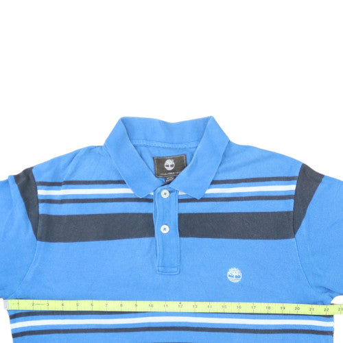 Timberland Men's Blue Striped XL Regular Fit Cotton Polo Shirt