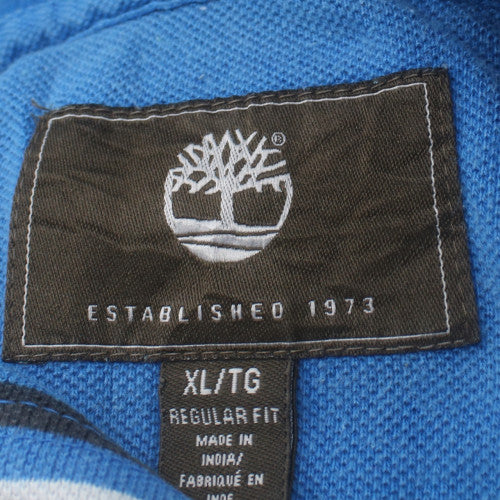 Timberland Men's Blue Striped XL Regular Fit Cotton Polo Shirt