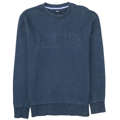 Hugo Boss Men's Blue Crew Neck Logo Sweatshirt Size M