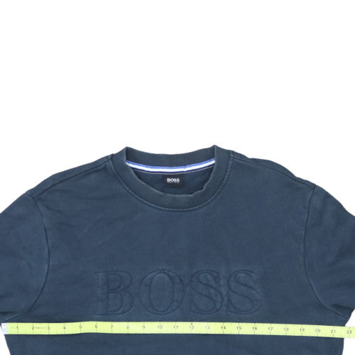 Hugo Boss Men's Blue Crew Neck Logo Sweatshirt Size M