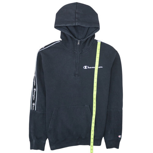 Champion Men's Black 1/2 Zip Hoodie Medium Fleece Sweatshirt