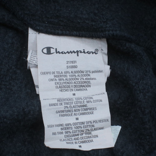Champion Men's Black 1/2 Zip Hoodie Medium Fleece Sweatshirt