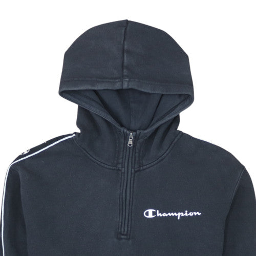 Champion Men's Black 1/2 Zip Hoodie Medium Fleece Sweatshirt