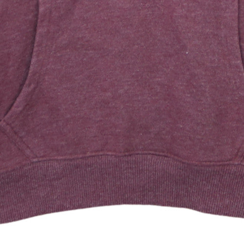 Tommy Hilfiger Men Burgundy Hoodie S Pullover Fleece Cotton Blend