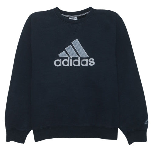 Adidas Men's Black L Crew Neck Pullover Sweatshirt Embroidered Logo