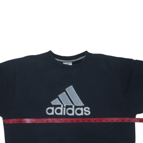 Adidas Men's Black L Crew Neck Pullover Sweatshirt Embroidered Logo