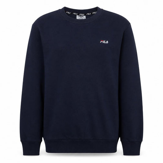 Front view of Fila Men's Blue Crew Neck Pullover Sweatshirt M Regular Fit