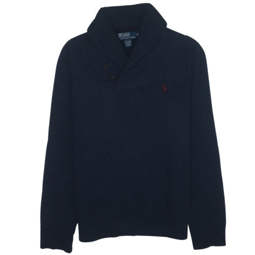 Polo Ralph Lauren Men's Blue Henley Sweatshirt M Classic Fleece