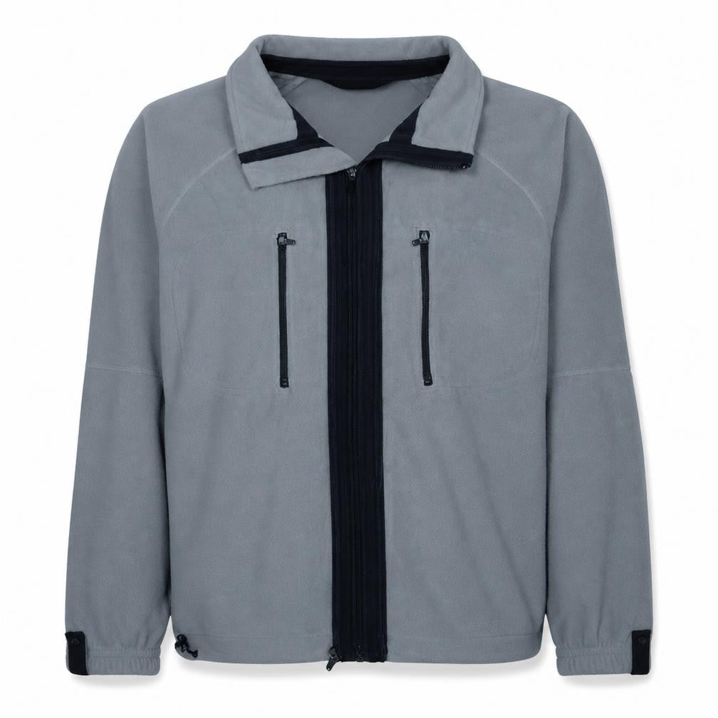 Front view of Adidas Men's Grey Softshell Fleece Jacket, size M, Full Zip Sportswear