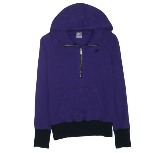 Nike Womens Purple 1/2 Zip Hooded Sweatshirt Size L Cotton