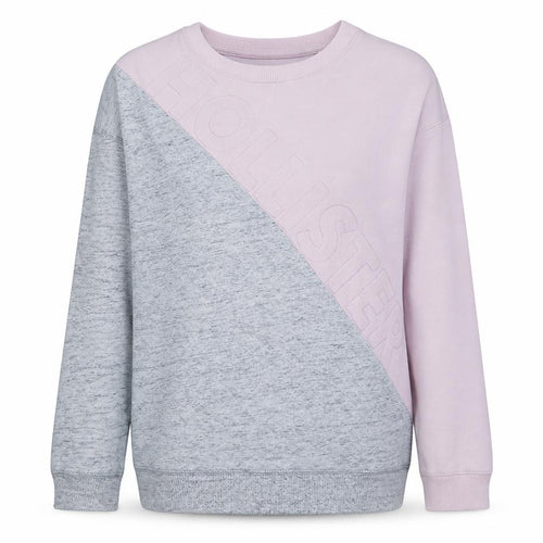 Hollister Women Pink Grey Colourblock Logo Sweatshirt M Regular Fit