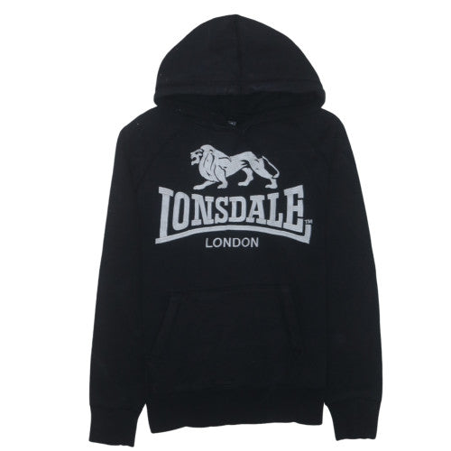 Lonsdale Men's Black Pullover Hoodie Small Graphic Logo Sweatshirt