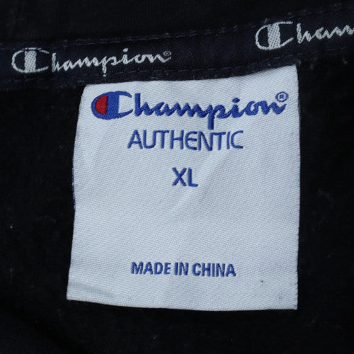 Champion Mens Black XL Pullover Hoodie Graphic Logo Sweatshirt