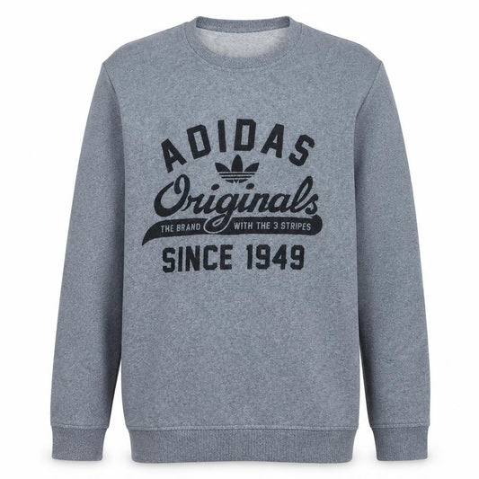 Front view of Adidas Originals Men’s Grey Pullover Sweatshirt, size S