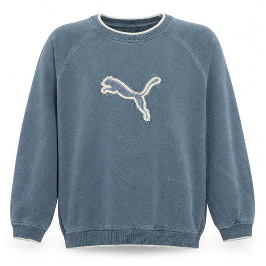 Front view of Puma Men’s Blue Pullover Sweatshirt Small Crew Neck Sports Fleece