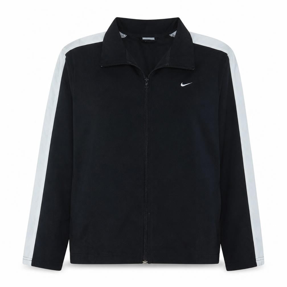 Front view of Nike women’s black full zip sweatshirt l 12-14 polyester sportswear