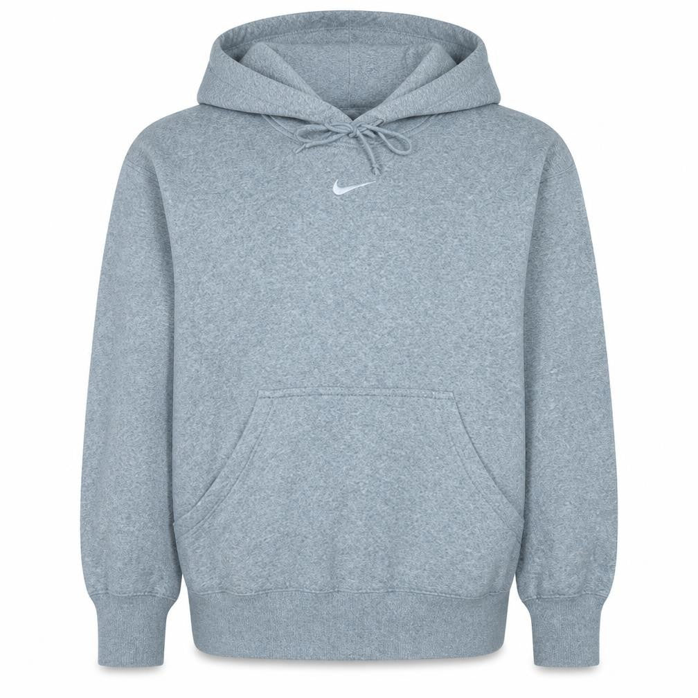 Front view of Nike Men's Grey Pullover Hoodie Small Fleece Logo Sweatshirt