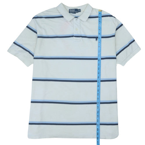 Polo Ralph Lauren Mens White Blue Striped Cotton Polo Shirt XXL