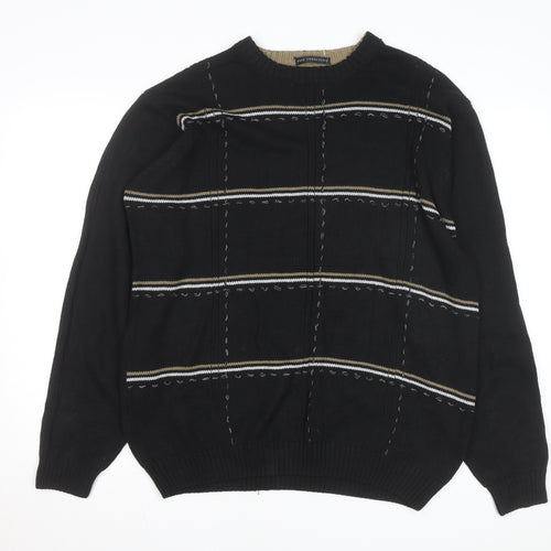 Bill Blass Men’s Black Hand Embroidered Cotton Jumper XL