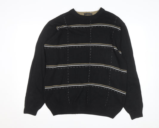 Bill Blass Men’s Black Hand Embroidered Cotton Jumper XL
