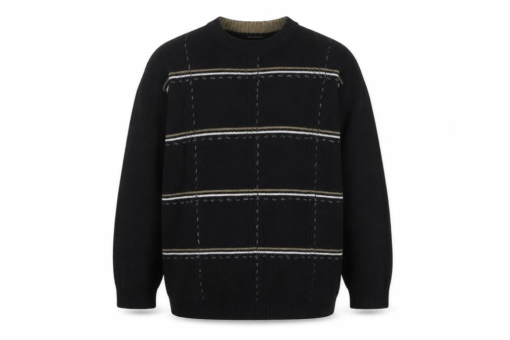 Front view of Bill Blass Men’s Black Hand Embroidered Cotton Jumper XL