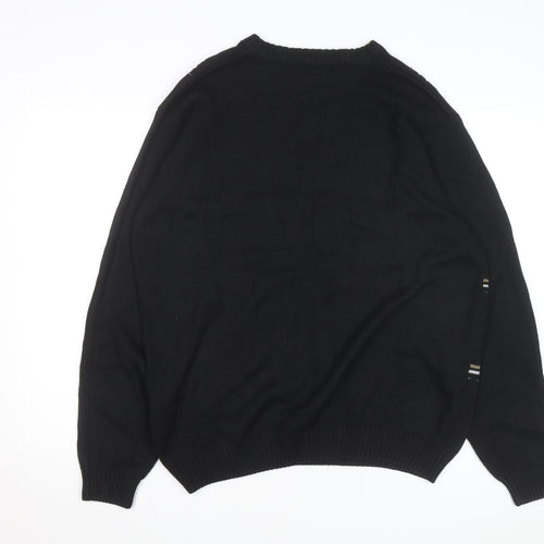 Bill Blass Men’s Black Hand Embroidered Cotton Jumper XL