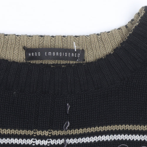 Bill Blass Men’s Black Hand Embroidered Cotton Jumper XL