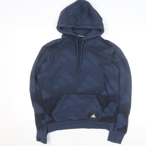 Adidas Men's Blue Pullover Hoodie Size S Regular Fit Sportswear