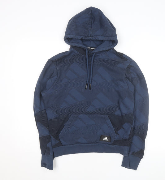 Adidas Men's Blue Pullover Hoodie Size S Regular Fit Sportswear