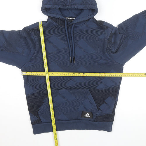 Adidas Men's Blue Pullover Hoodie Size S Regular Fit Sportswear