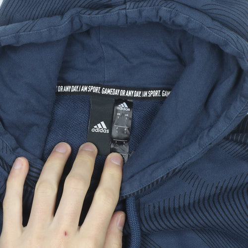 Adidas Men's Blue Pullover Hoodie Size S Regular Fit Sportswear