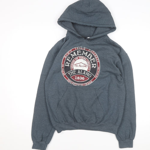 The Alamo Men’s Grey Pullover Hoodie S Graphic Fleece Sweatshirt