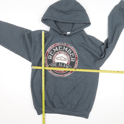 The Alamo Men’s Grey Pullover Hoodie S Graphic Fleece Sweatshirt