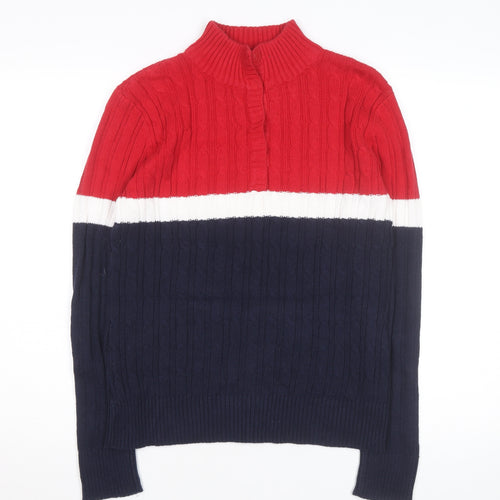 IZOD Mens Multicoloured Mock Neck Cable-Knit Pullover Jumper L