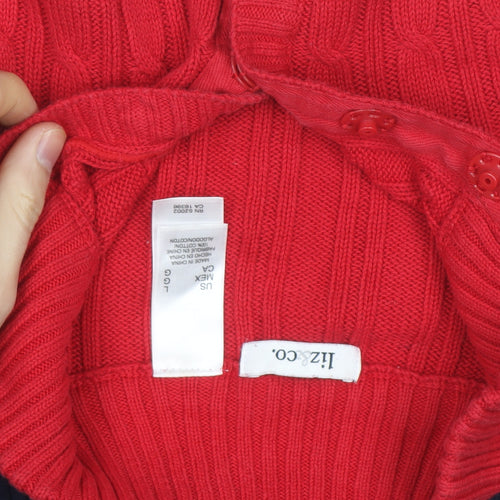 IZOD Mens Multicoloured Mock Neck Cable-Knit Pullover Jumper L