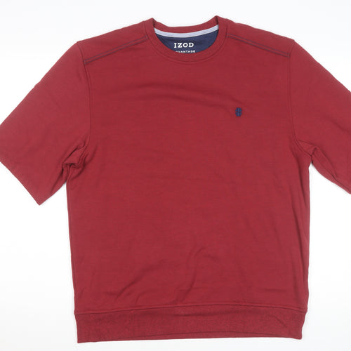 IZOD Men Red Short Sleeve Crew Neck Pullover Sweatshirt M