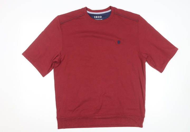 IZOD Men Red Short Sleeve Crew Neck Pullover Sweatshirt M