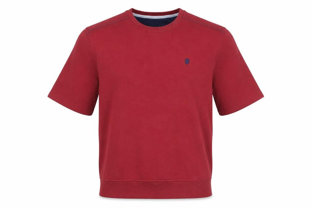 Front view of IZOD Men Red Short Sleeve Crew Neck Pullover Sweatshirt M