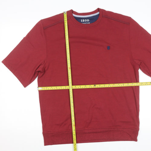 IZOD Men Red Short Sleeve Crew Neck Pullover Sweatshirt M