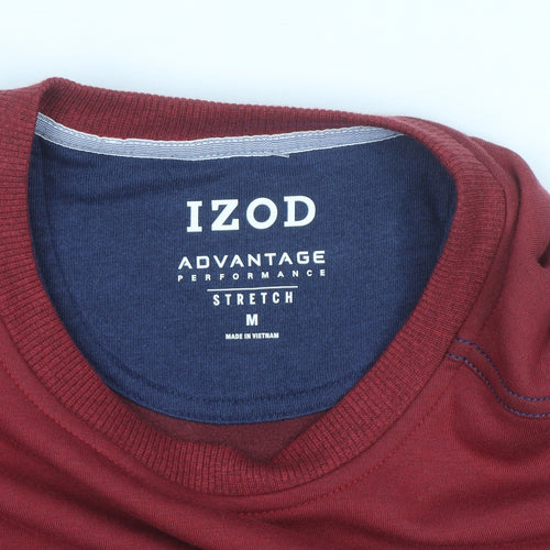 IZOD Men Red Short Sleeve Crew Neck Pullover Sweatshirt M