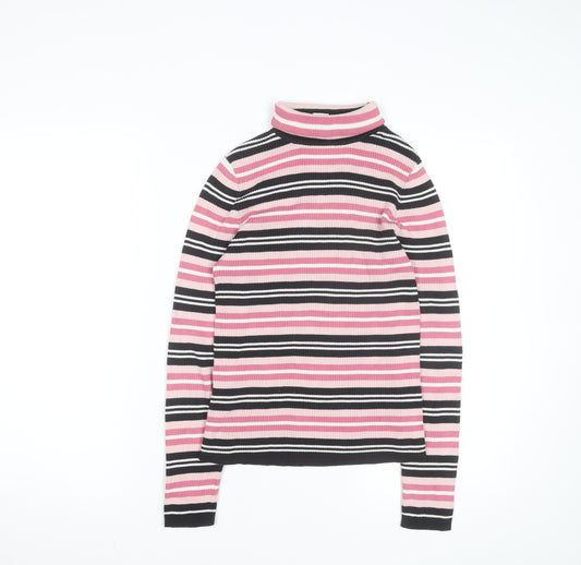 Northern Reflections Women's Multicoloured Striped Roll Neck Cotton Jumper Size S