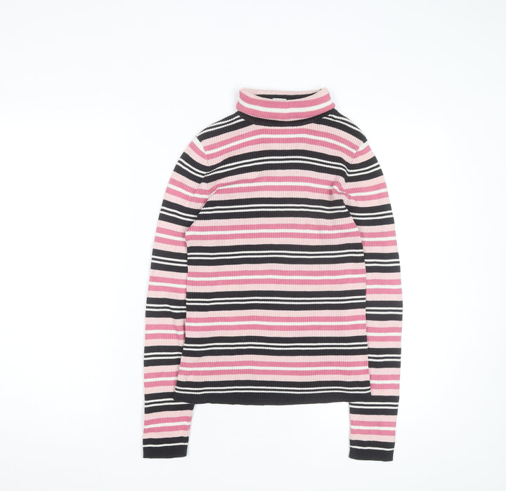 Northern Reflections Women's Multicoloured Striped Roll Neck Cotton Jumper Size S
