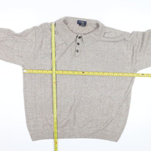 Dockers Men’s Beige XL Collared Knit Long Sleeve Button-Up Top
