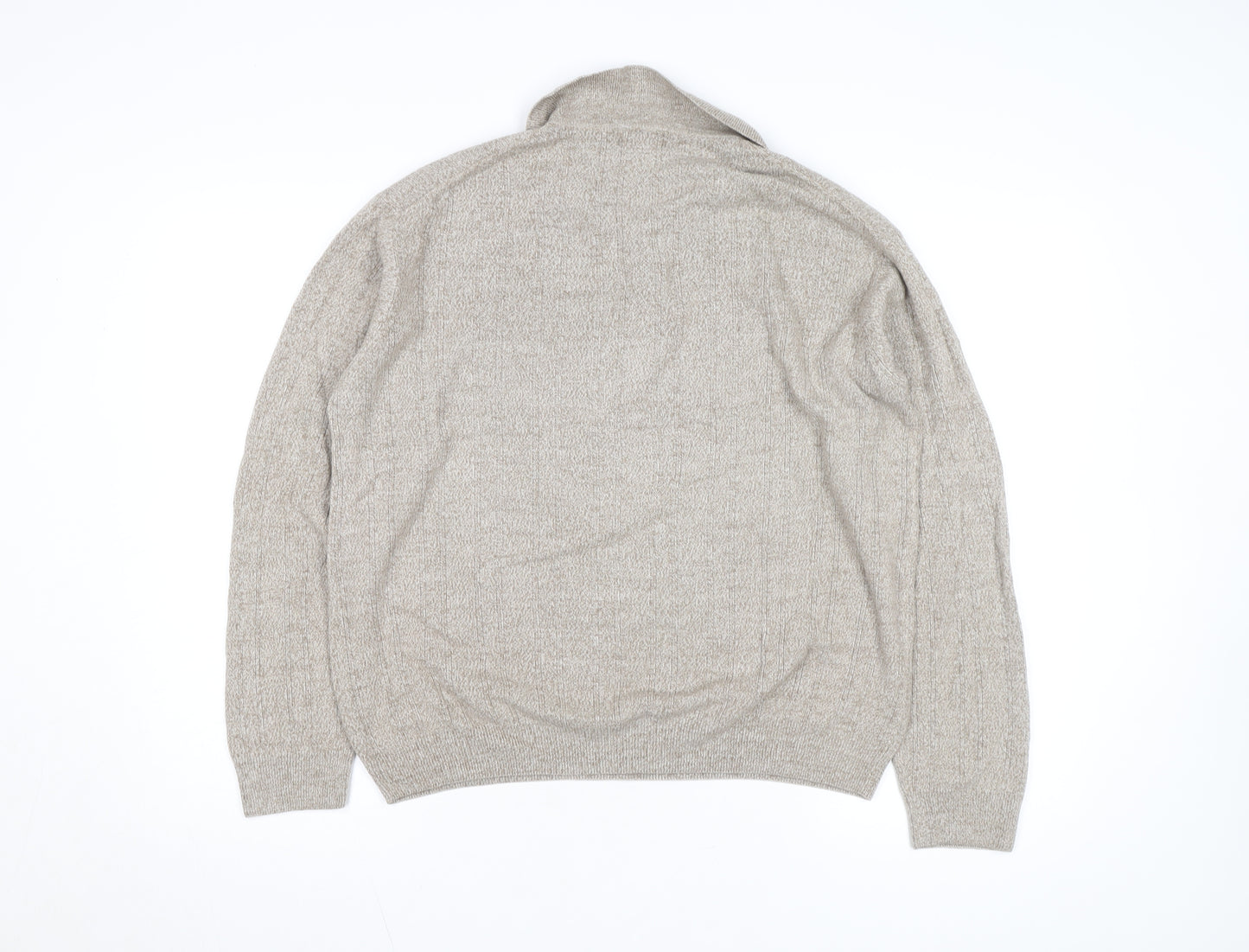 Dockers Men’s Beige XL Collared Knit Long Sleeve Button-Up Top