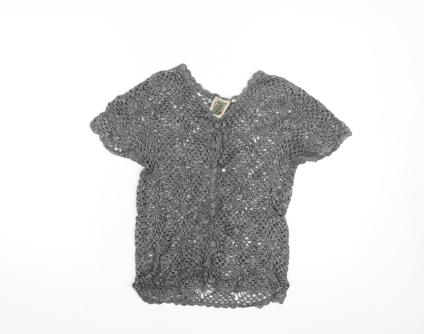 Solo Women’s Grey Crochet Open-Knit Cardigan M