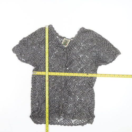 Solo Women’s Grey Crochet Open-Knit Cardigan M