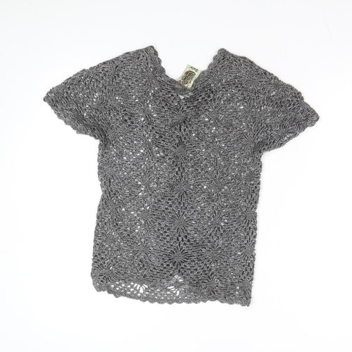 Solo Women’s Grey Crochet Open-Knit Cardigan M