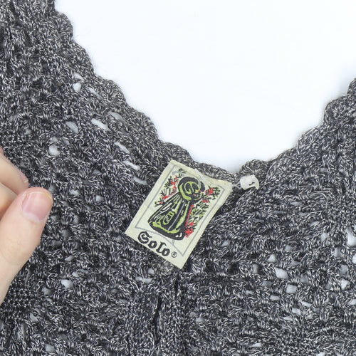 Solo Women’s Grey Crochet Open-Knit Cardigan M
