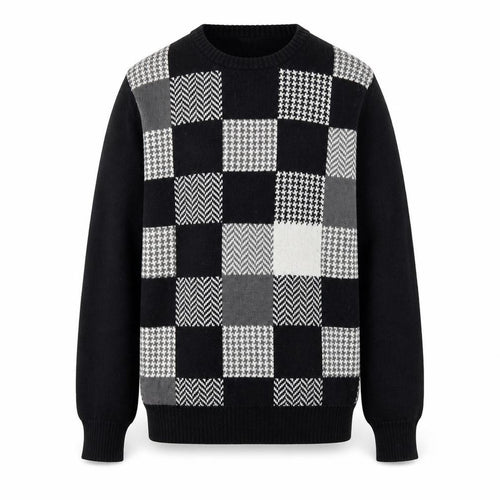 Geoffrey Beene Men's Black Cotton Check Knit Jumper Size L