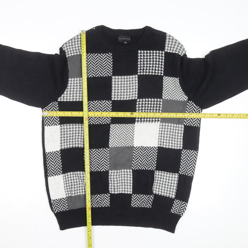Geoffrey Beene Men's Black Cotton Check Knit Jumper Size L